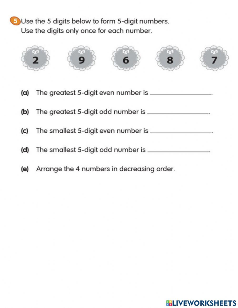 Comparing numbers up to 100 000