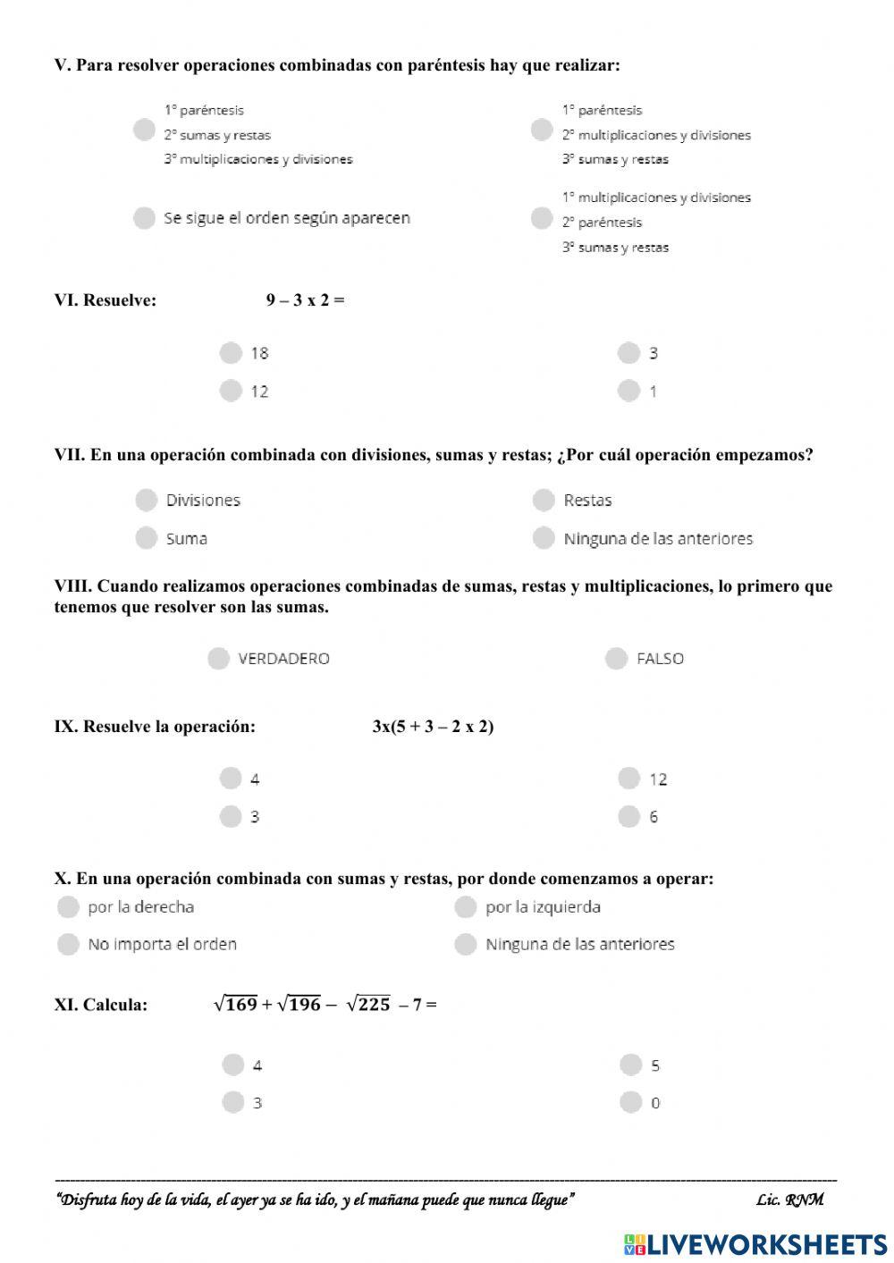 Examen de aritmetica