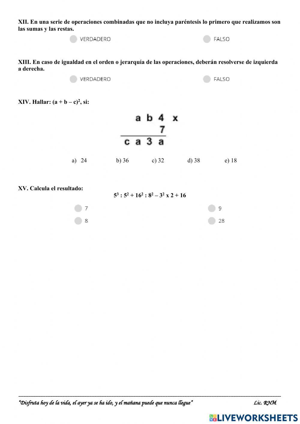 Examen de aritmetica