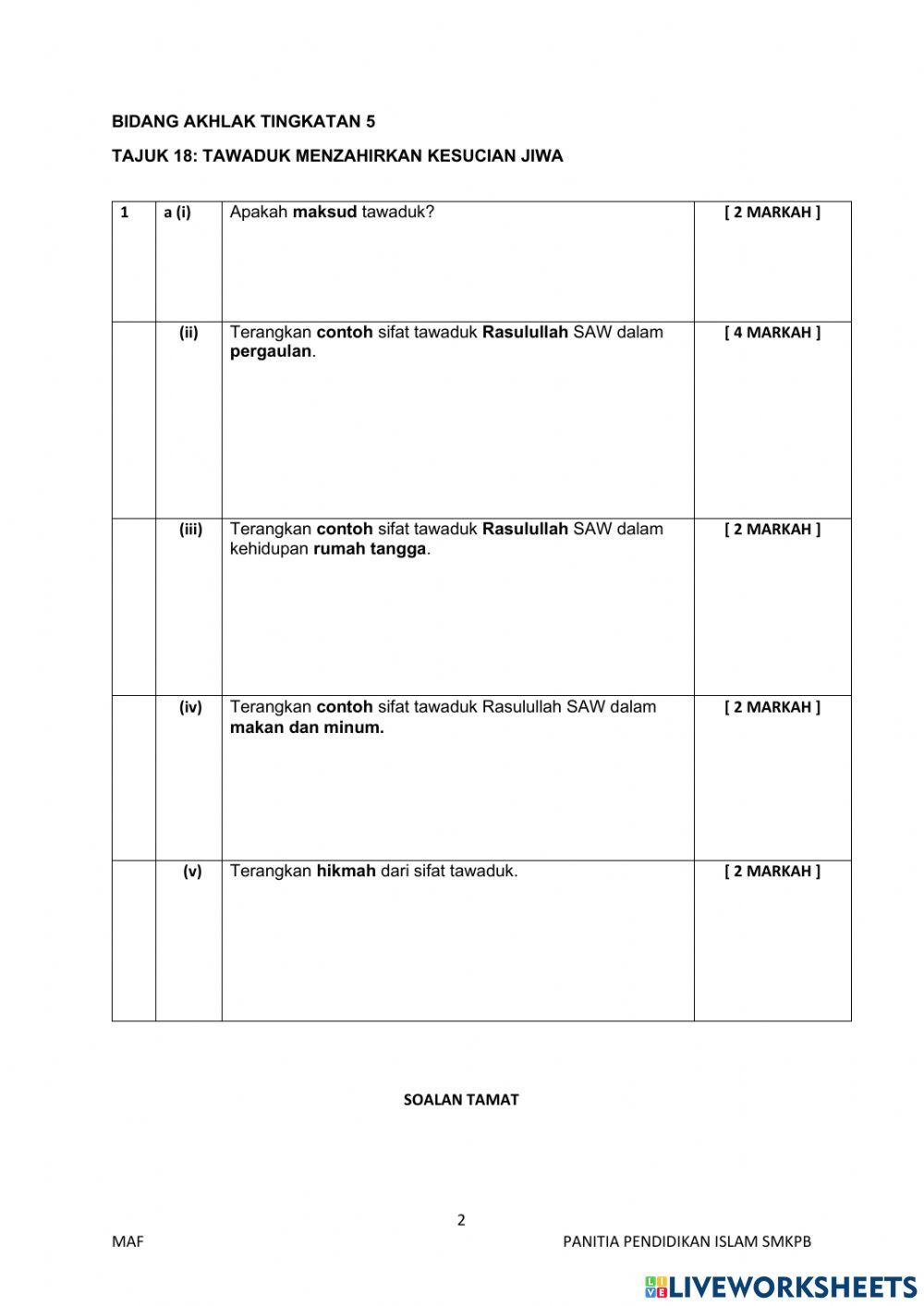 Pel 18 tawaduk menzahirkan kesucian jiwa