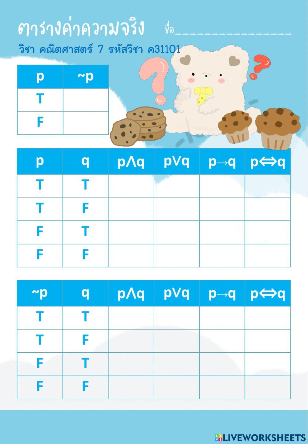 ตารางค่าความจริง