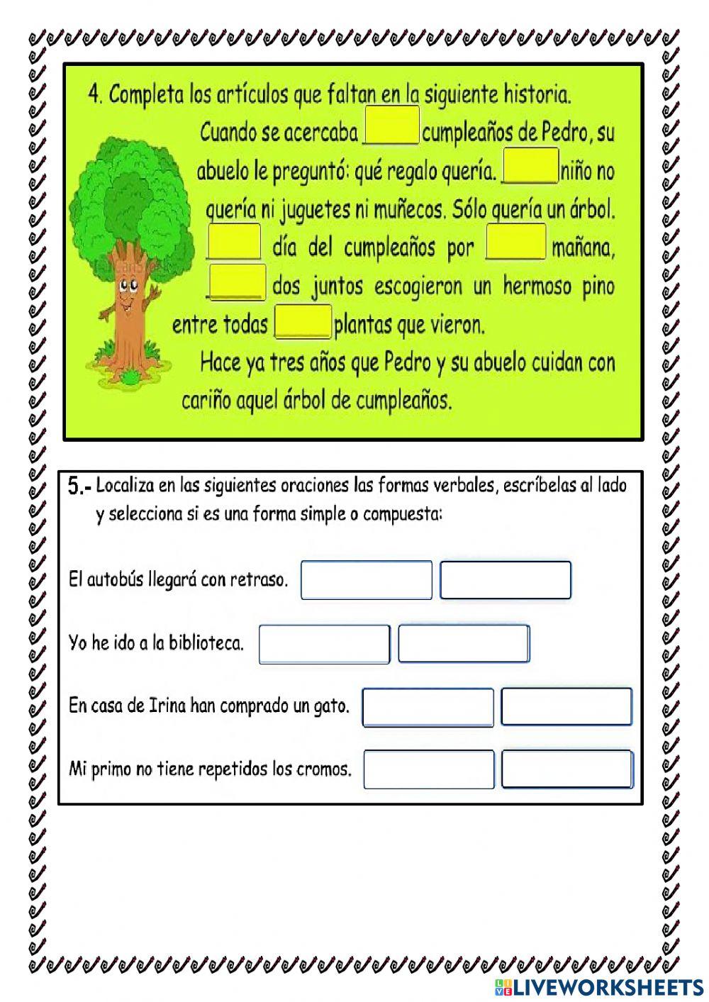 IIExamen trimestral de comunicación  Gramática 3º