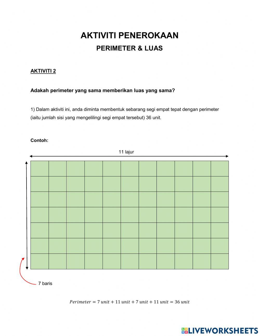 Penerokaan luas dan perimeter