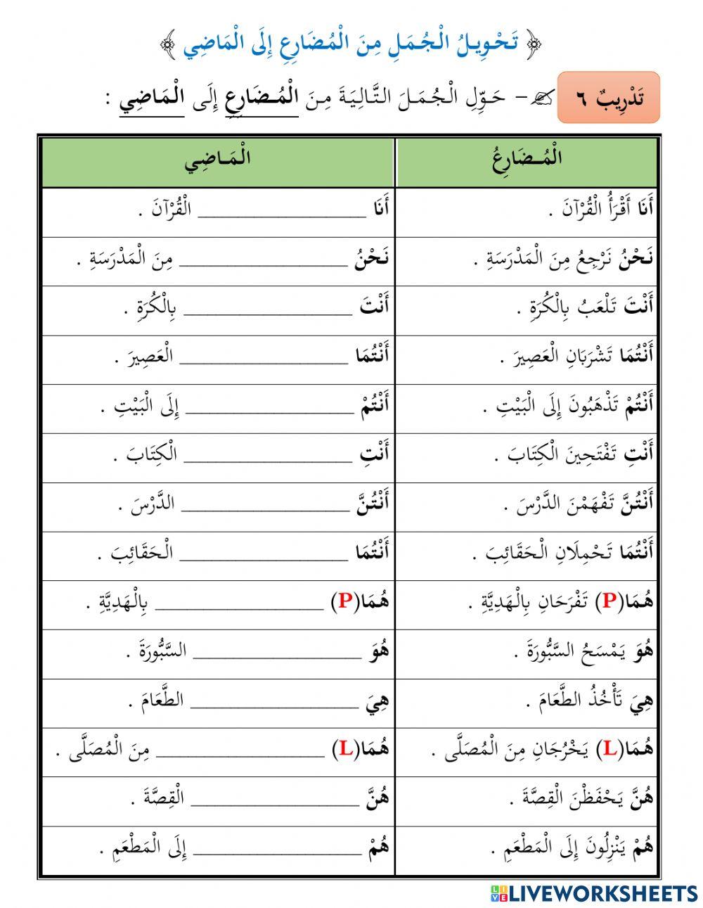 تحويل الماضي إلى المضارع والعكس