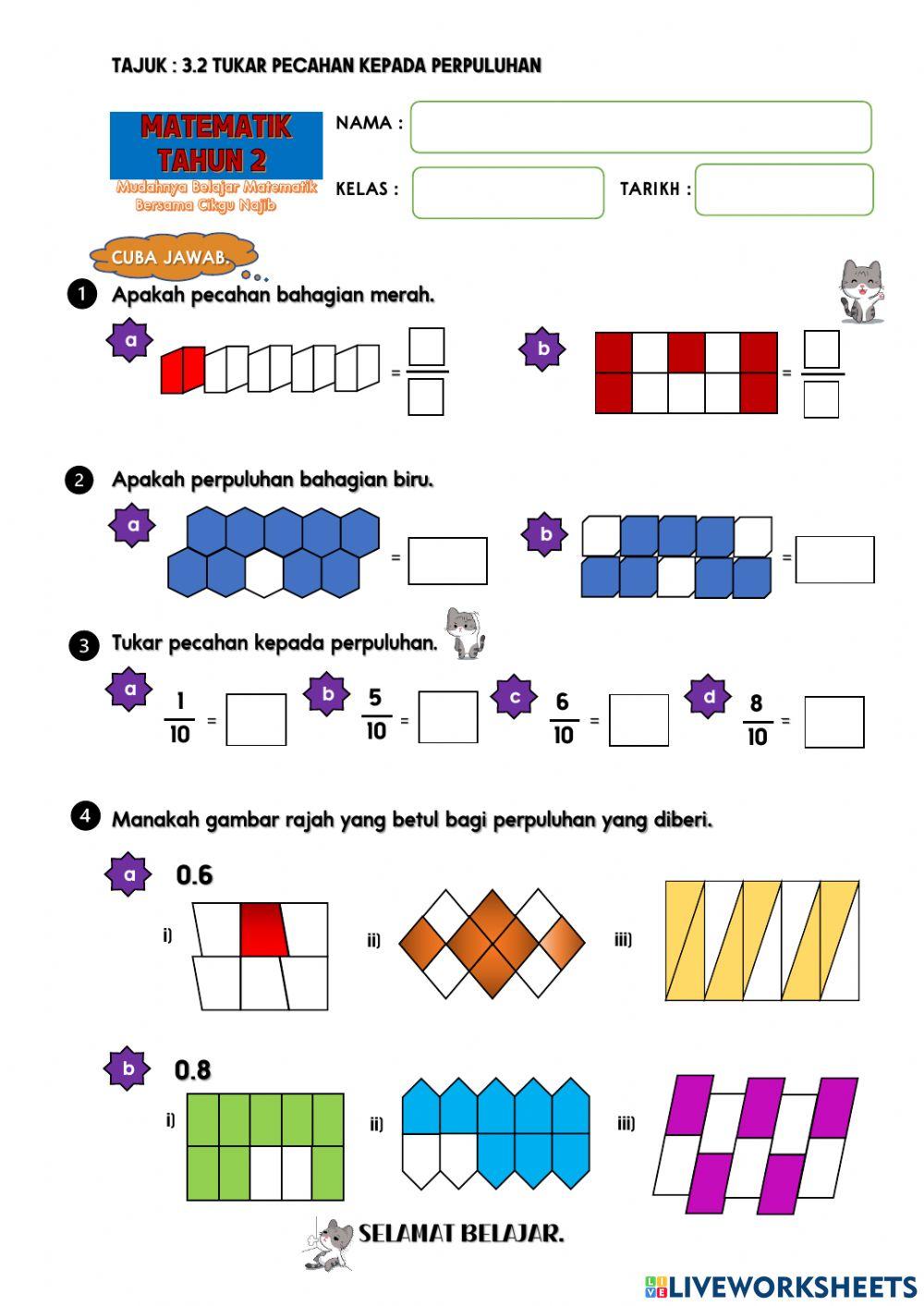 Tukar pecahan kepada perpuluihan