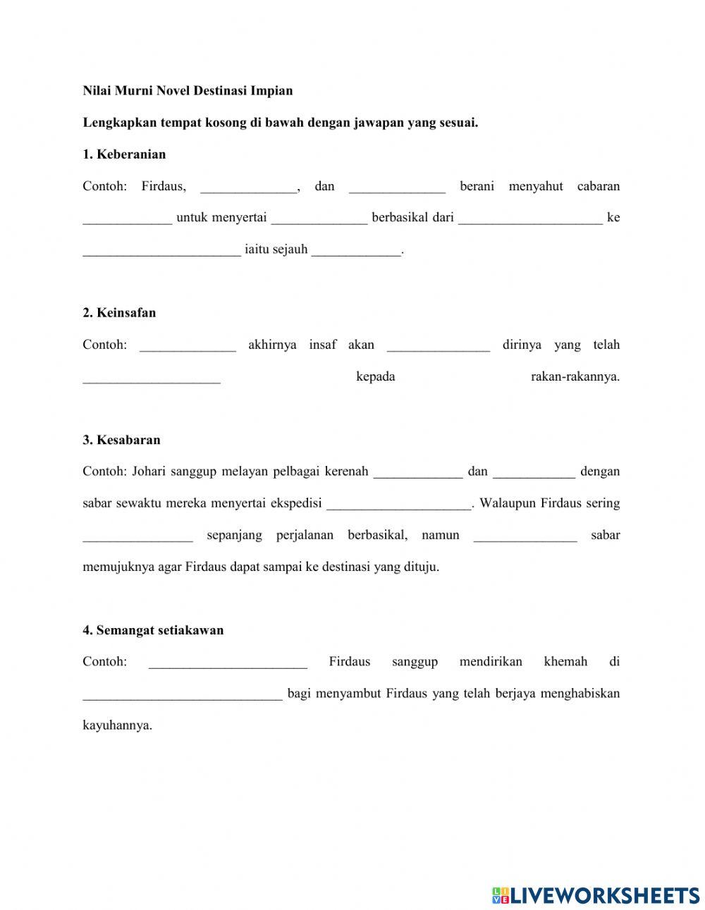 NIlai dan Pengajaran (Novel Destinasi Impian)