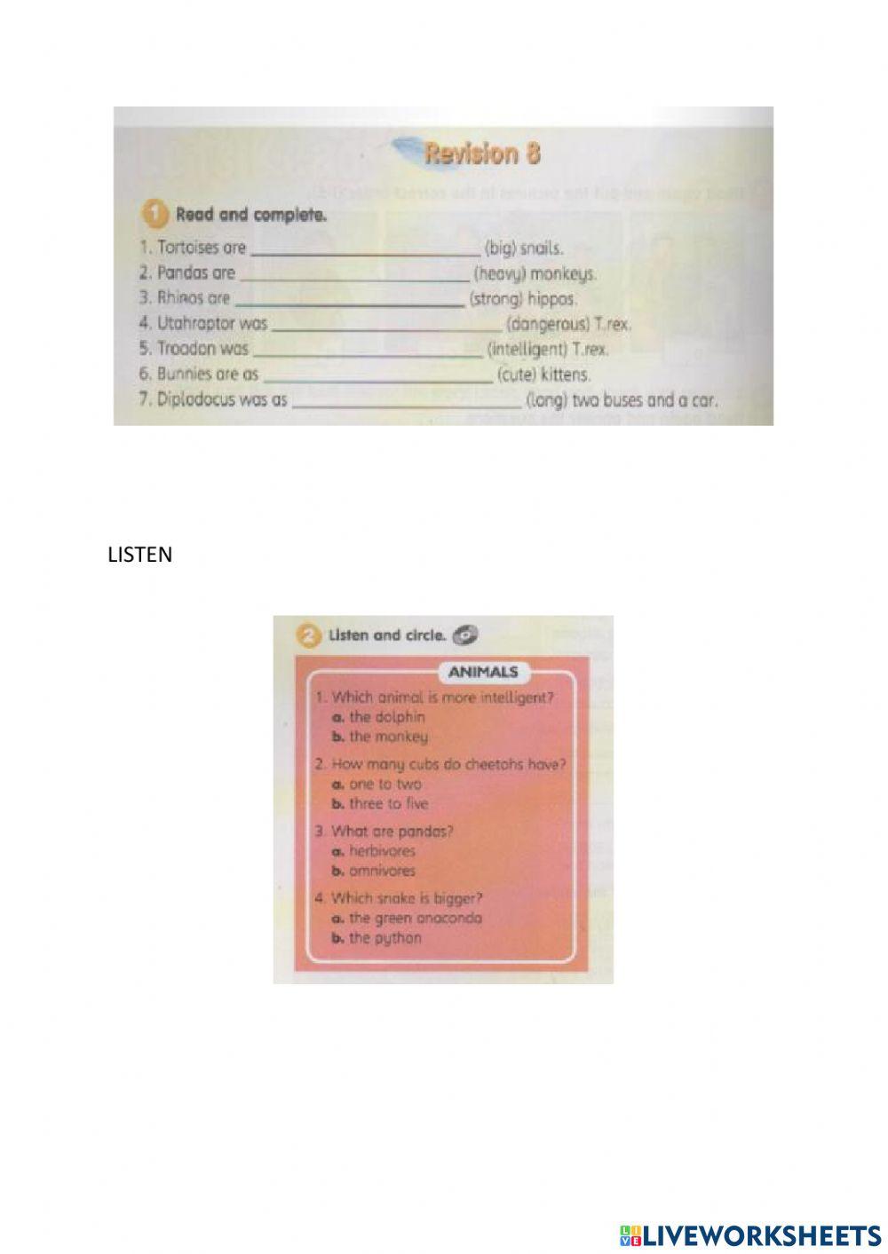 Module 8 : Amazing Animals (revision)