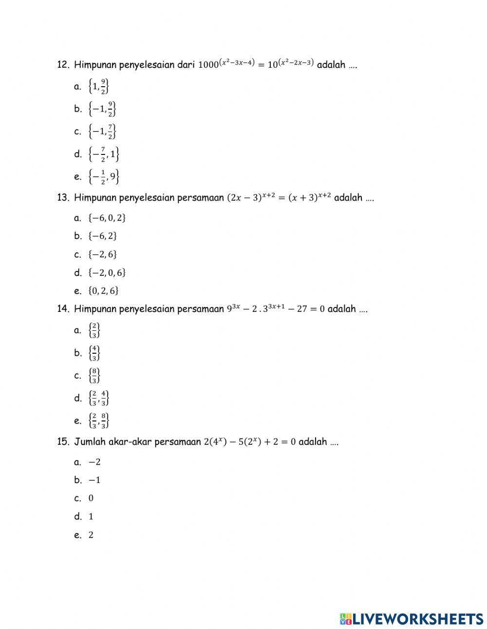 Latihan Soal Eksponensial