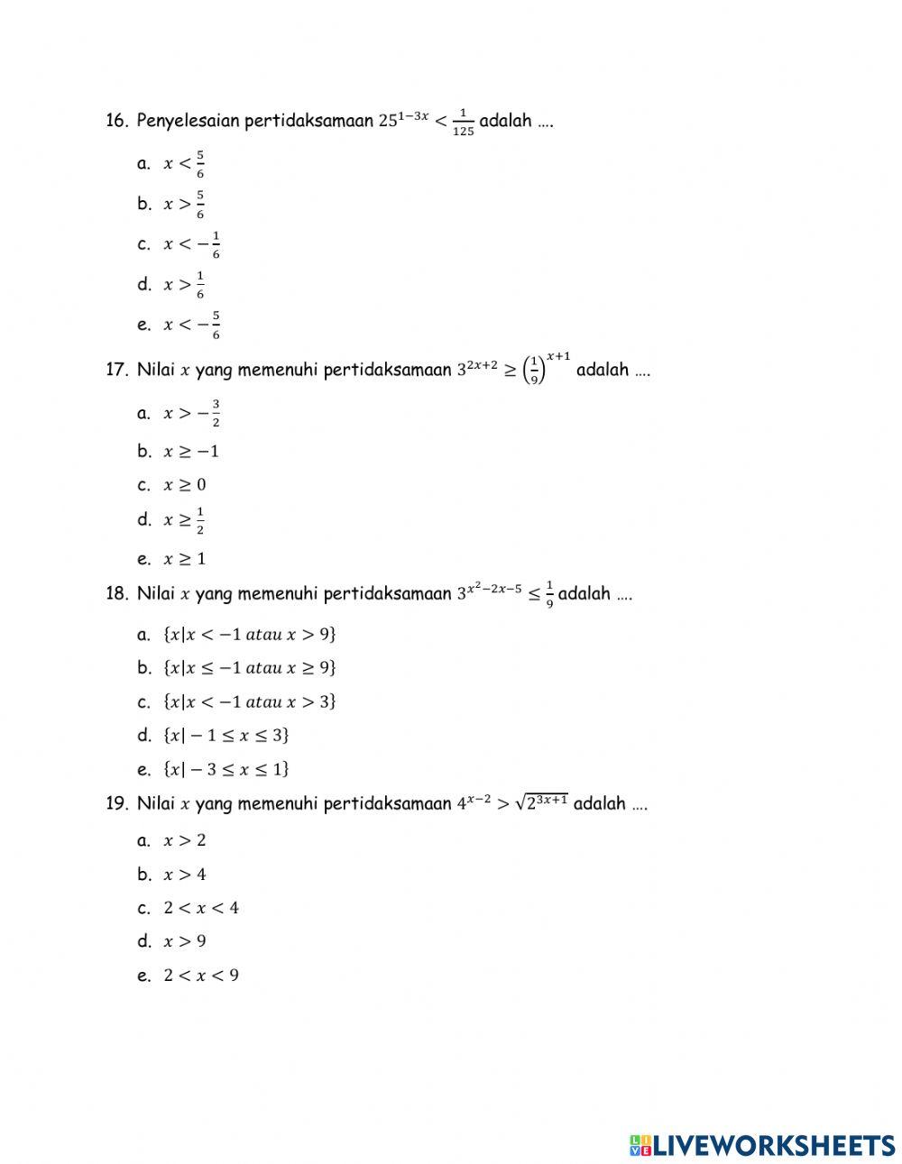Latihan Soal Eksponensial