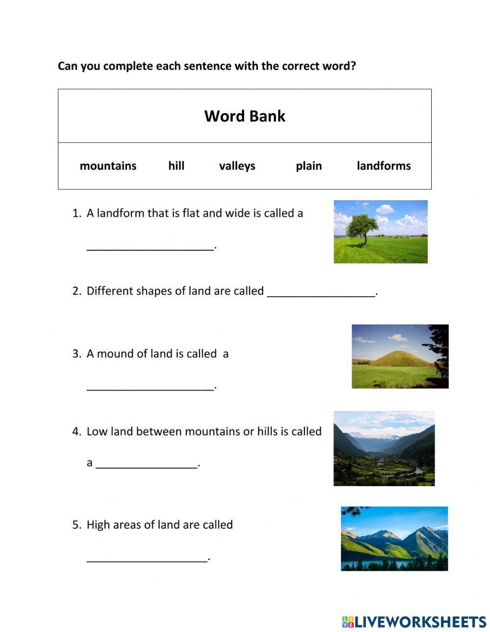 Can you name the different types of land?