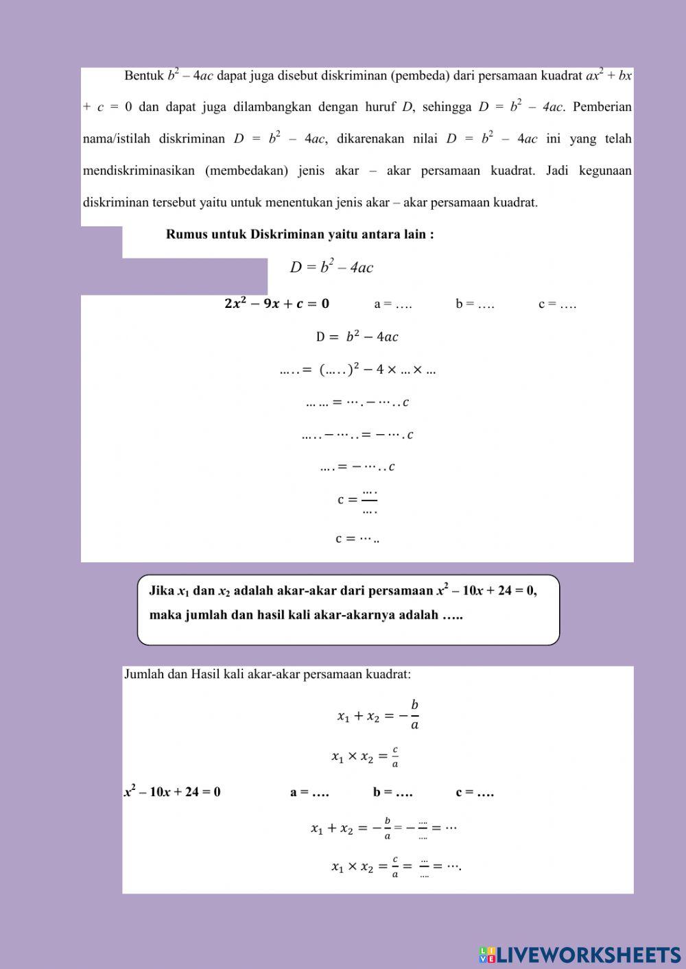 Menyusun Persamaan Kuadrat
