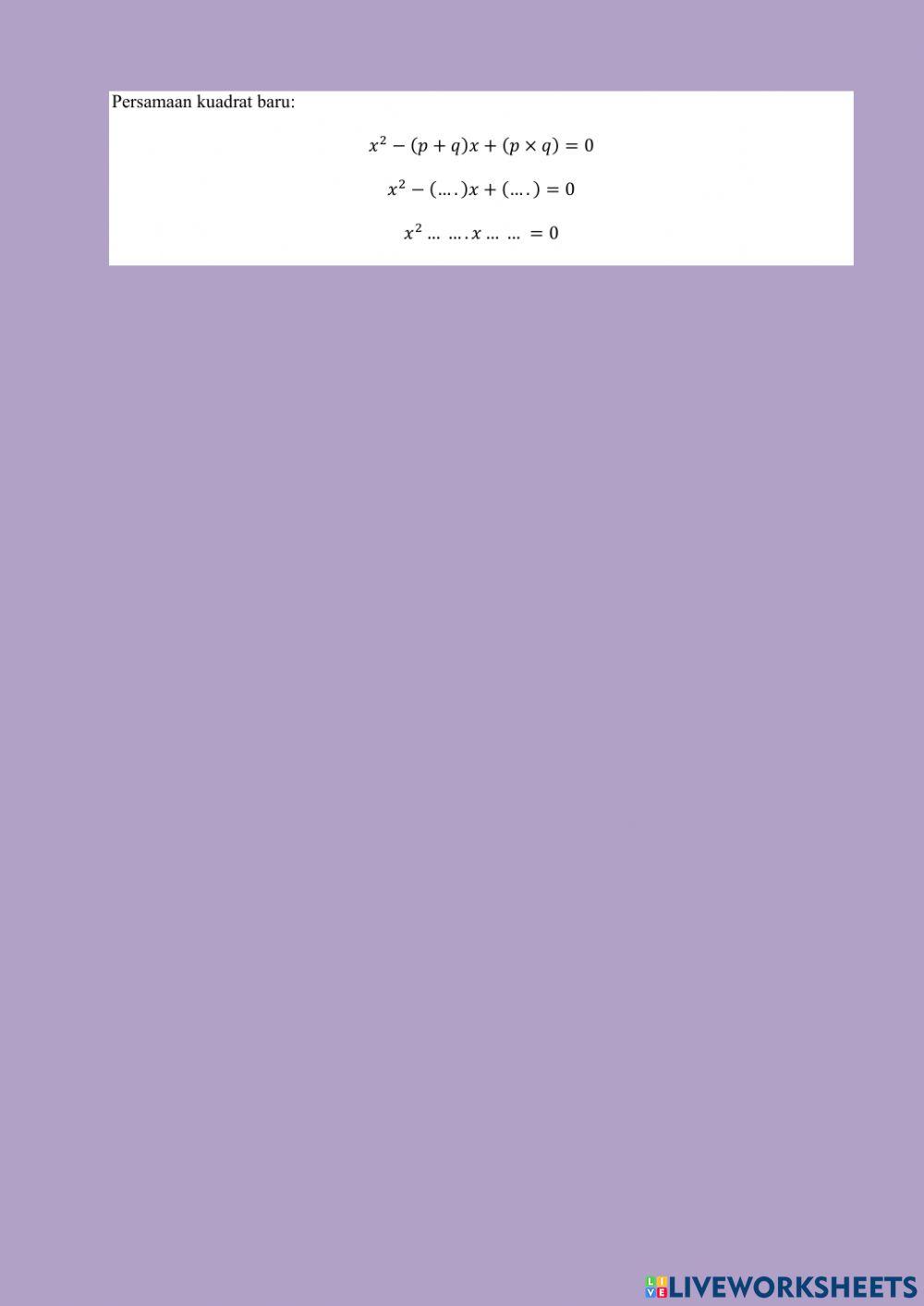 Menyusun Persamaan Kuadrat