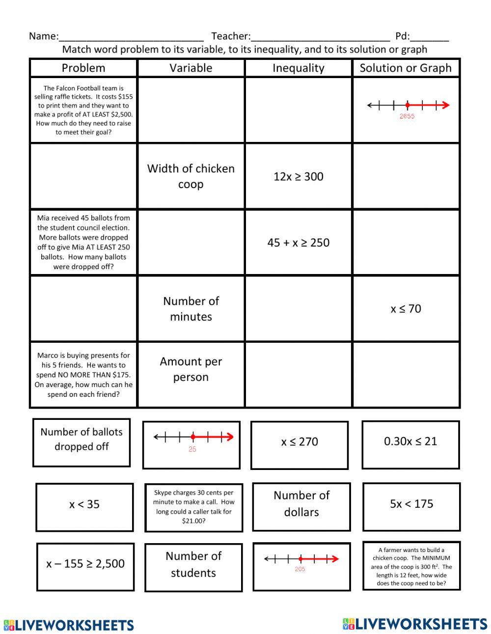 Inequalities Warm Up