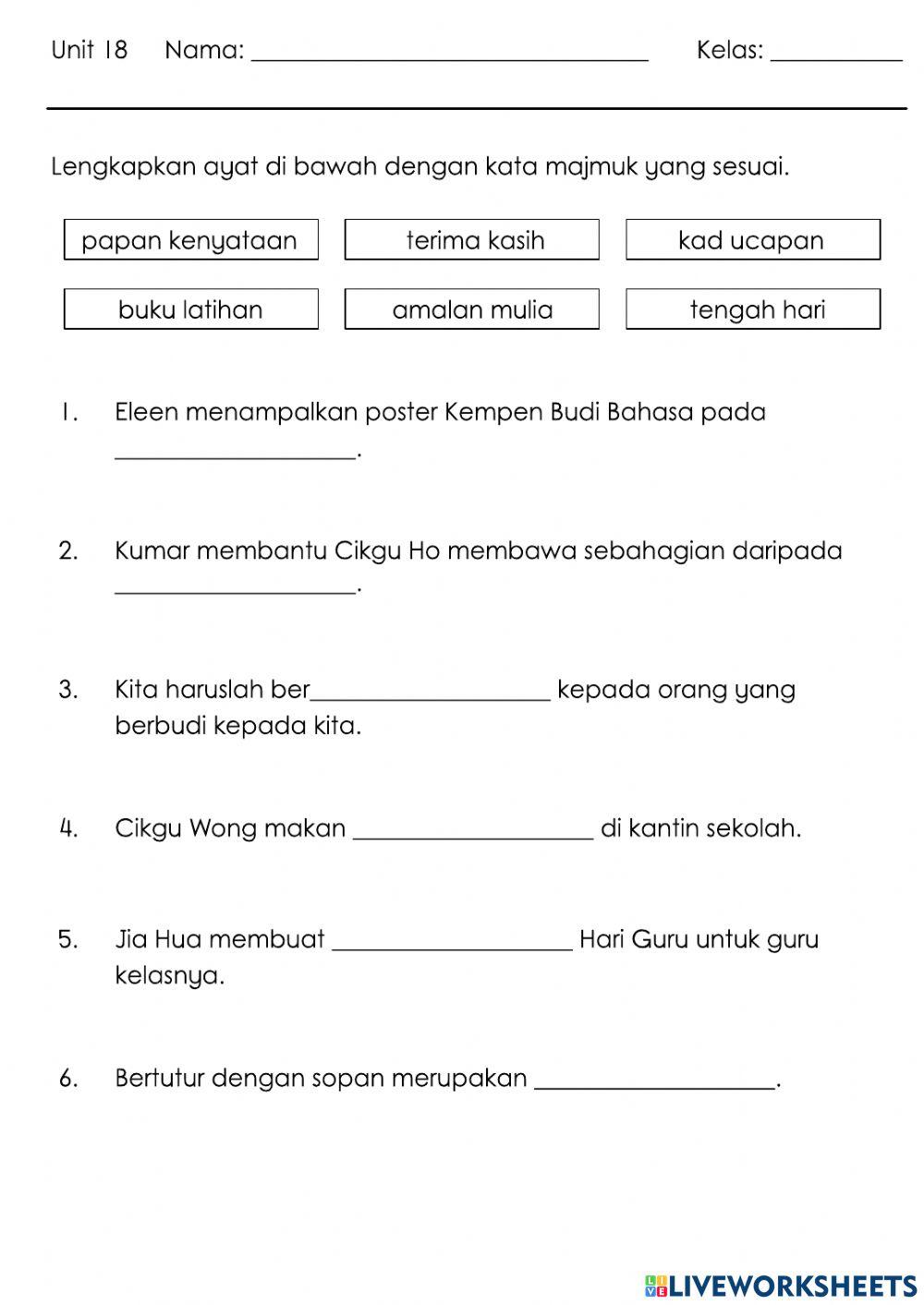 Latihan Kata Majmuk tahun 2