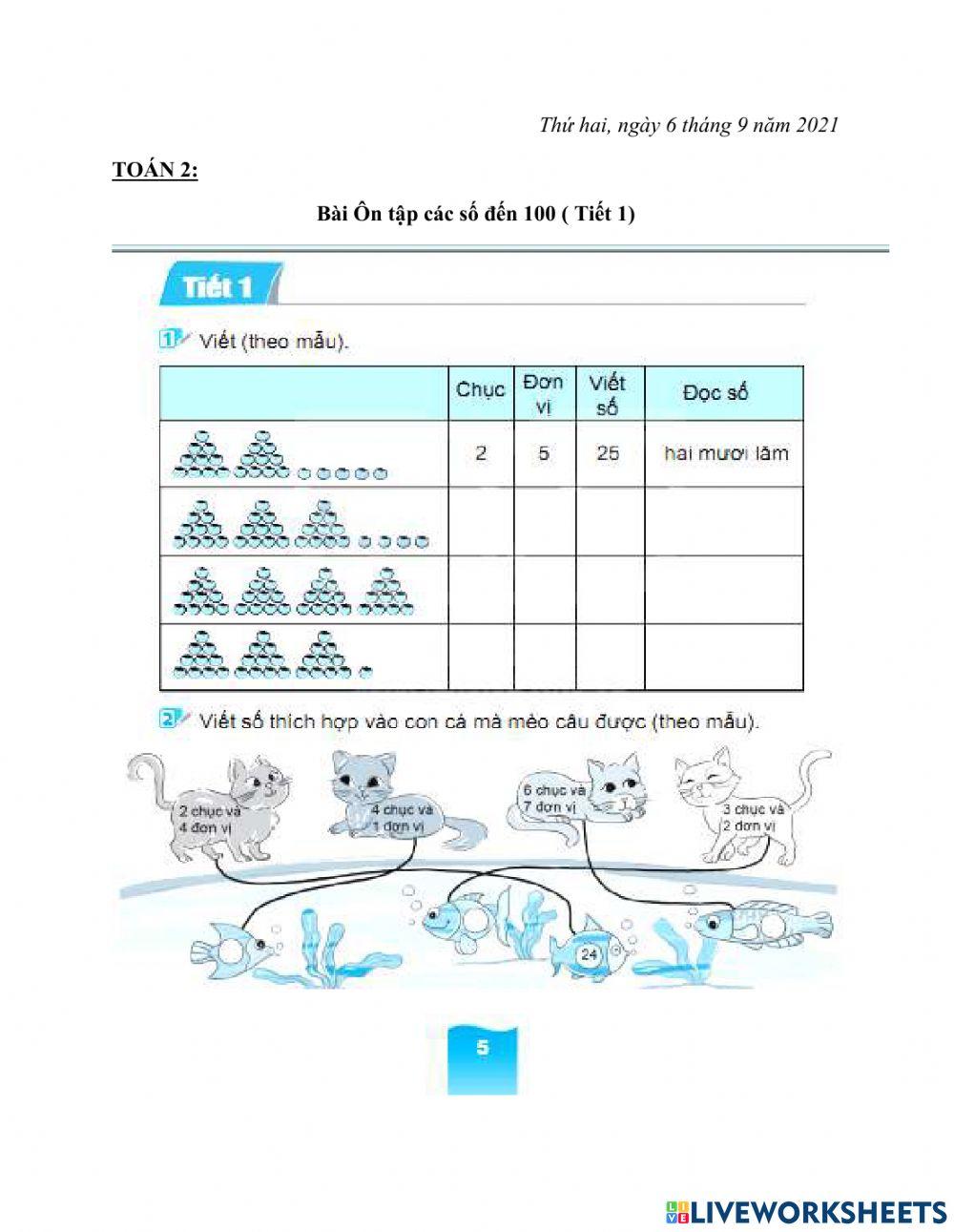 Toán 2- Tuần 1- Sách BTKN - bài 1