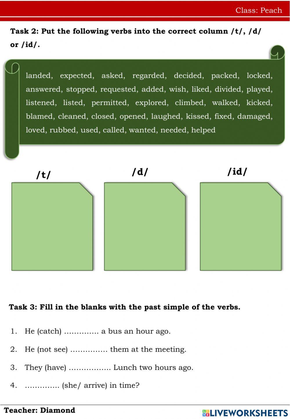 Past simple -Peach 6.9