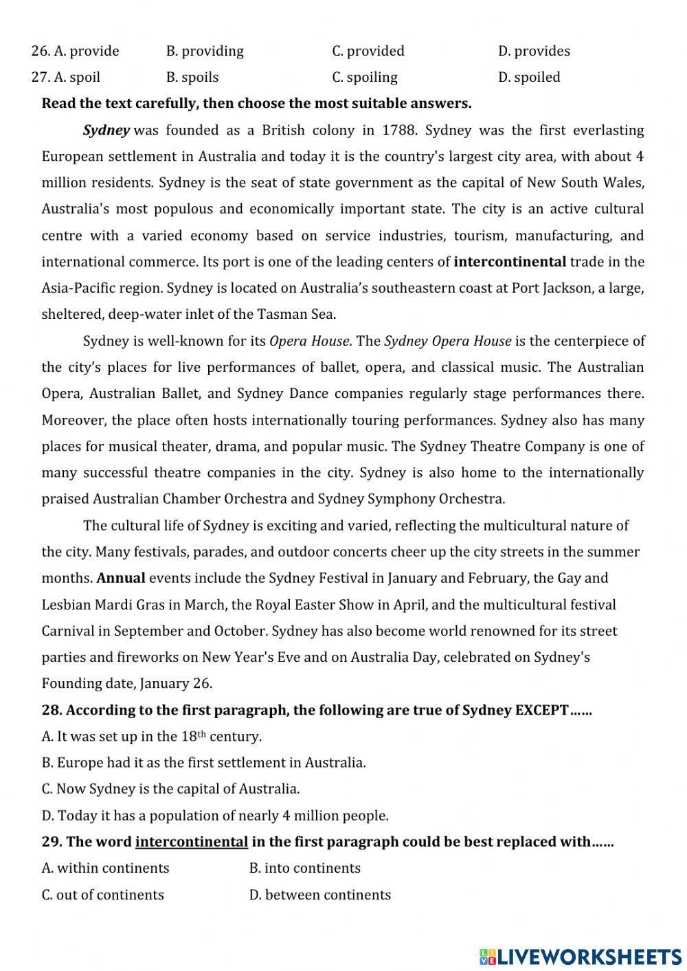 English Test - Grade 9 - Test 12