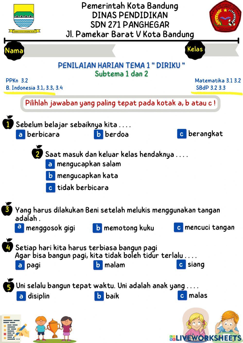 Ph  kelas 1 tema 1 st 1& 2