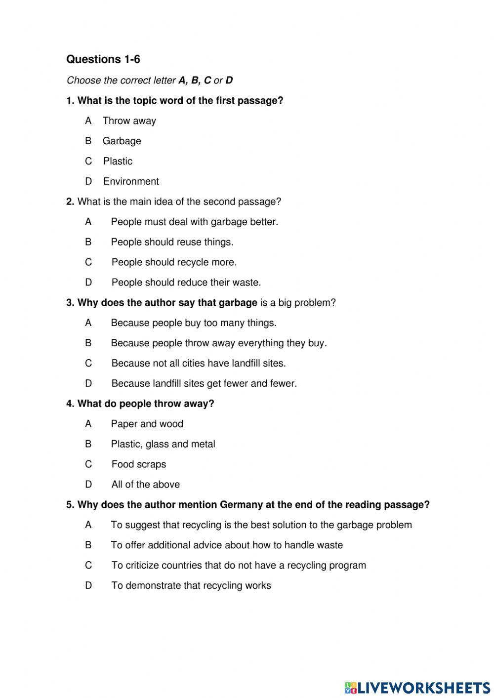 IELTS Reading - The garbage problem