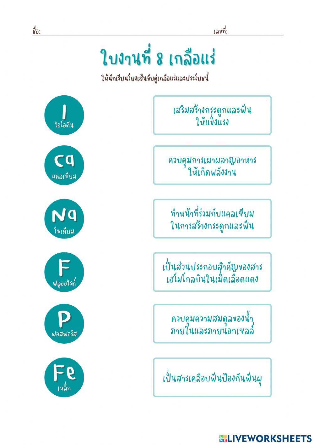 ใบงานที่ 8 เกลือแร่