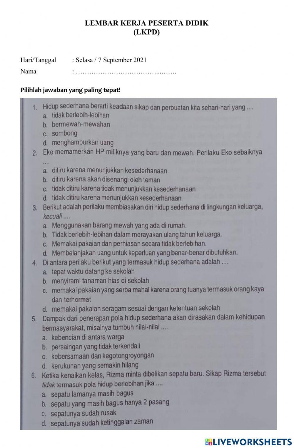 Lkpd tanggal 7 September 2021