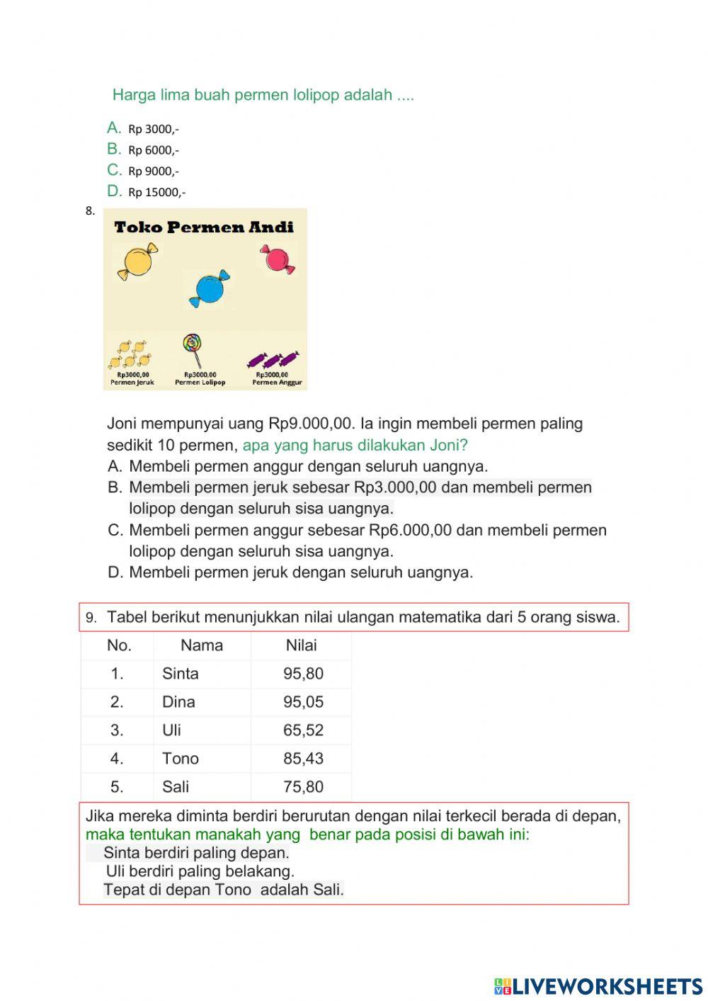 Soal AKM Numerasi 3 DJ1