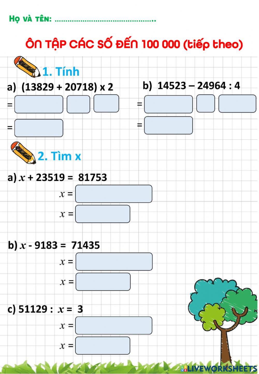Ôn tập các số đến 100 000(tiếp theo)