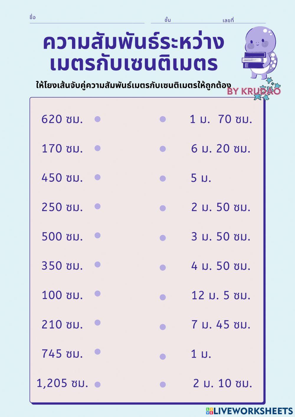ความสัมพันธ์เมตรกับเซนติเมตร