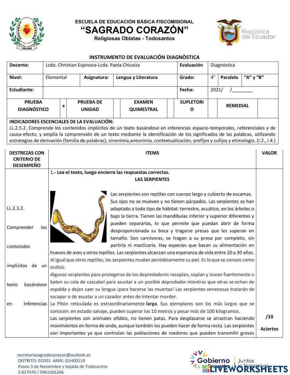 EVALUACIÓN DIAGNÓSTICA