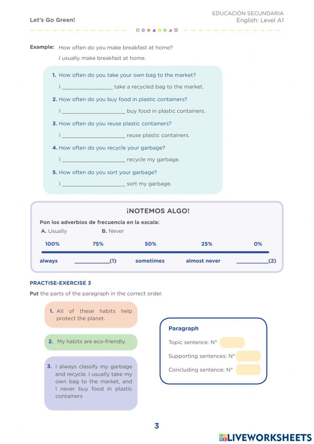 Reduce, Recycle and reuse interactive worksheet | Live Worksheets