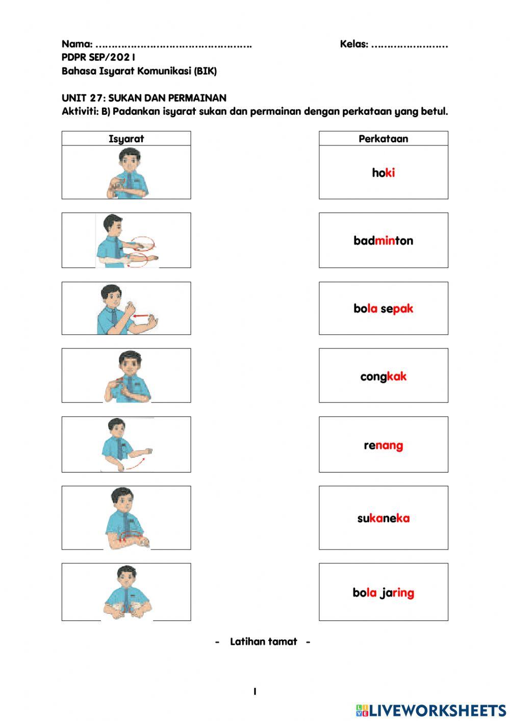 Pengenalan Isyarat Sukan dan Permainan (B)