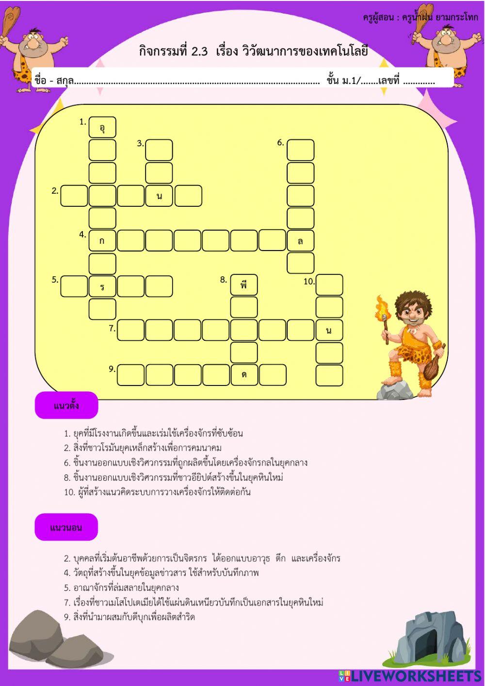 กิจกรรมที่ 2.3 เรื่อง วิวัฒนาการของเทคโนโลยี