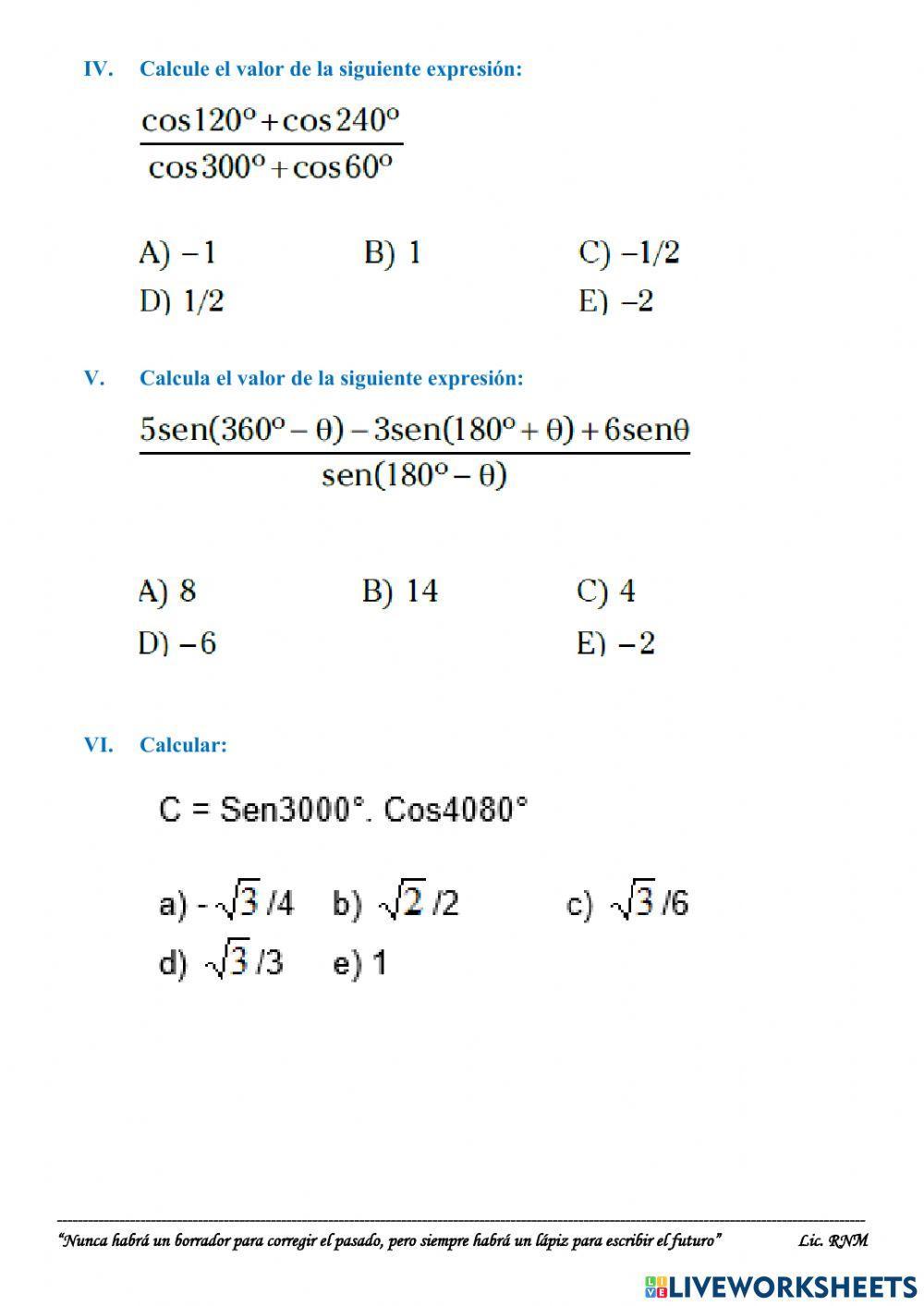 Examen de Trigonometria