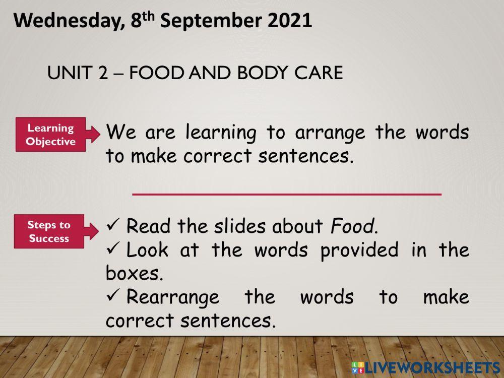 Healthy and unhealthy food