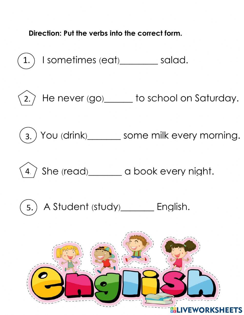 Present simple Tense and school subject