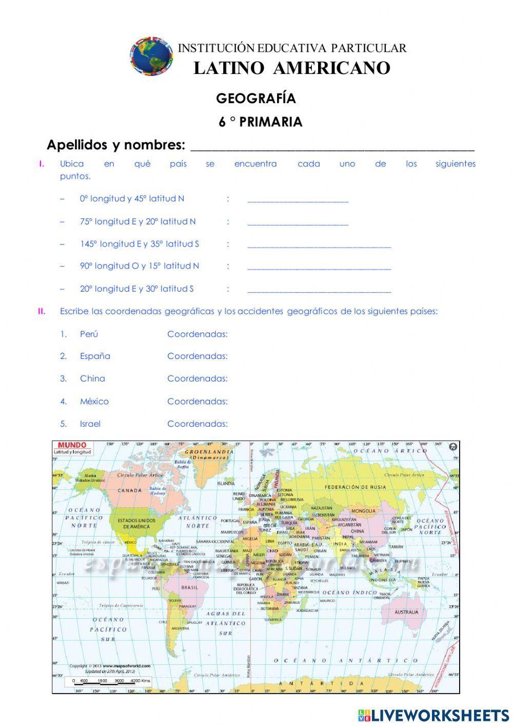 Examen mensual iii bimestre geografia