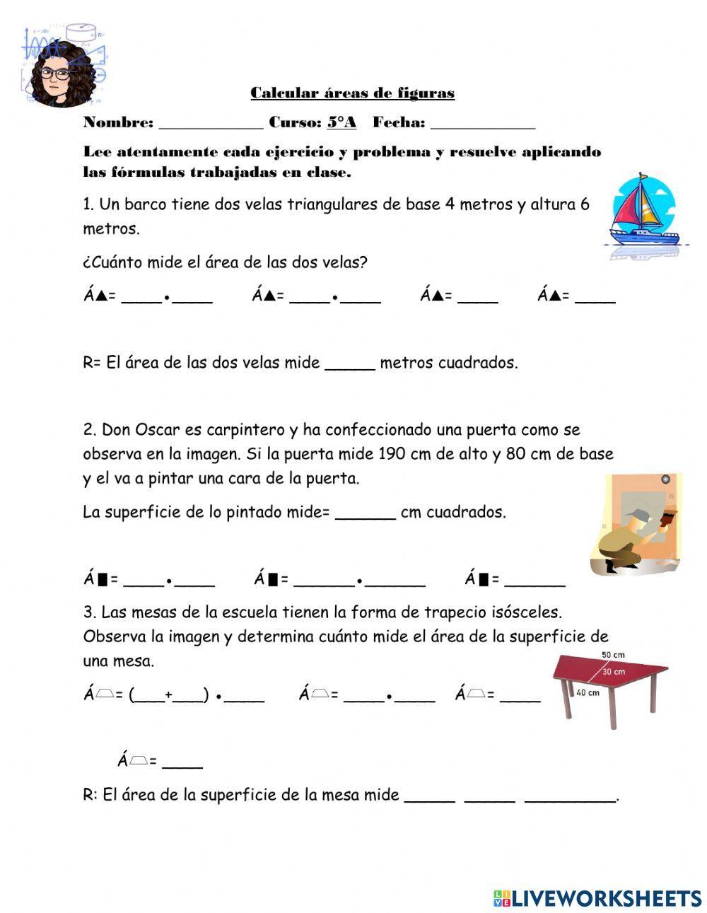 Cálculo de áreas paralelogramos, triángulos y trapecios