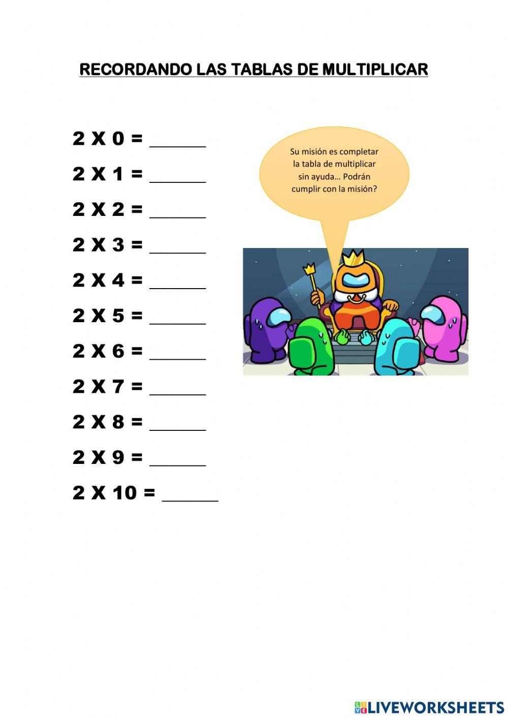 Practicamos la tabla del 2