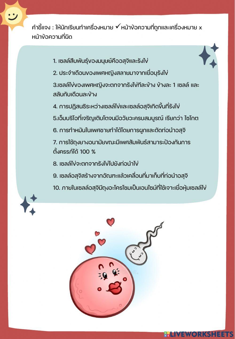 ใบงานที่ 5 ระบบสืบพันธุ์