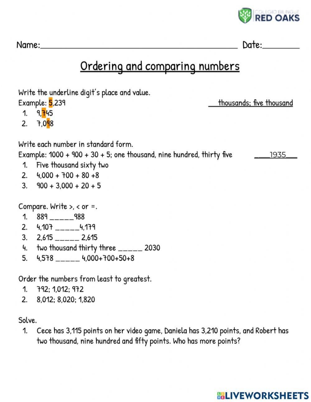 Math Worksheet interactive worksheet for 3rd grade | Live Worksheets