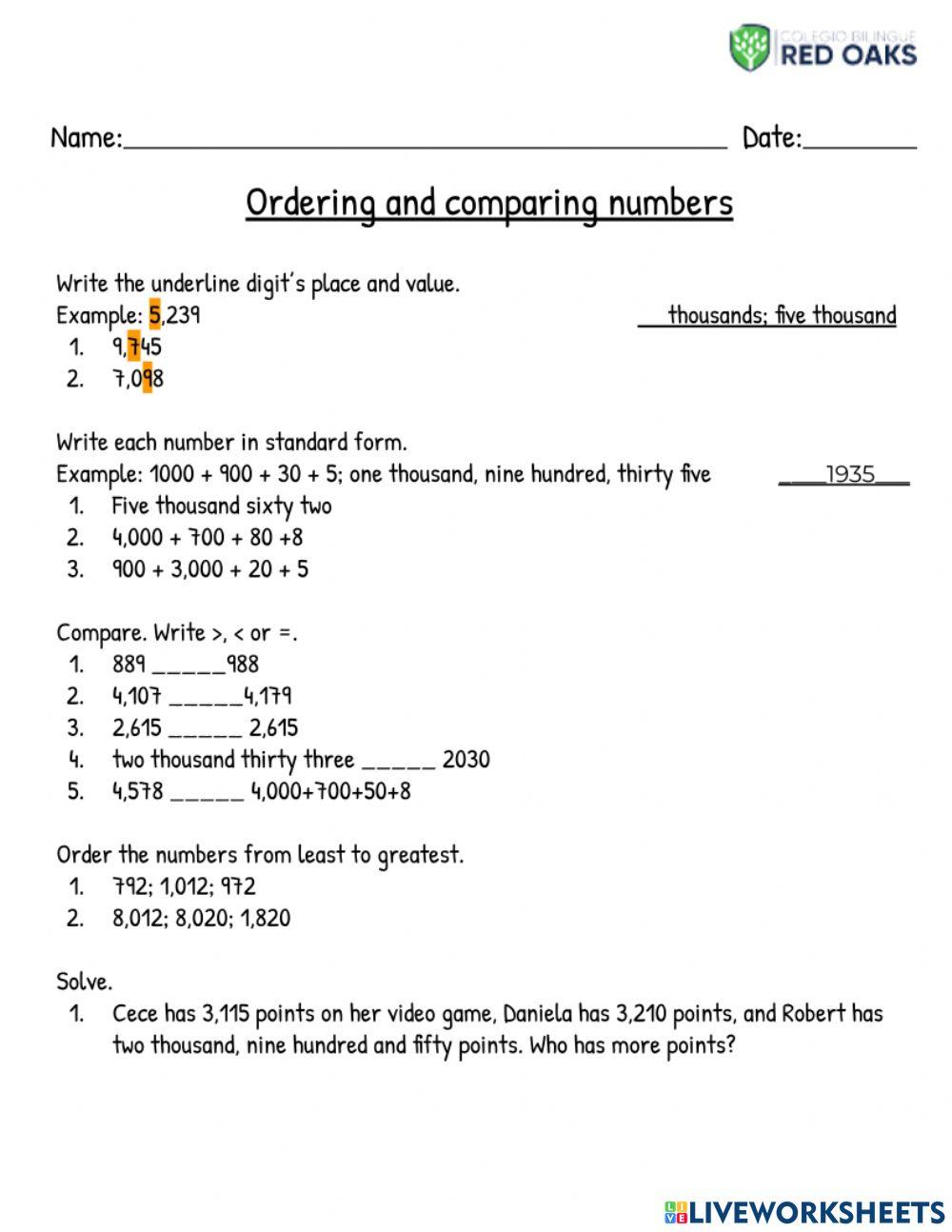 Math Worksheet