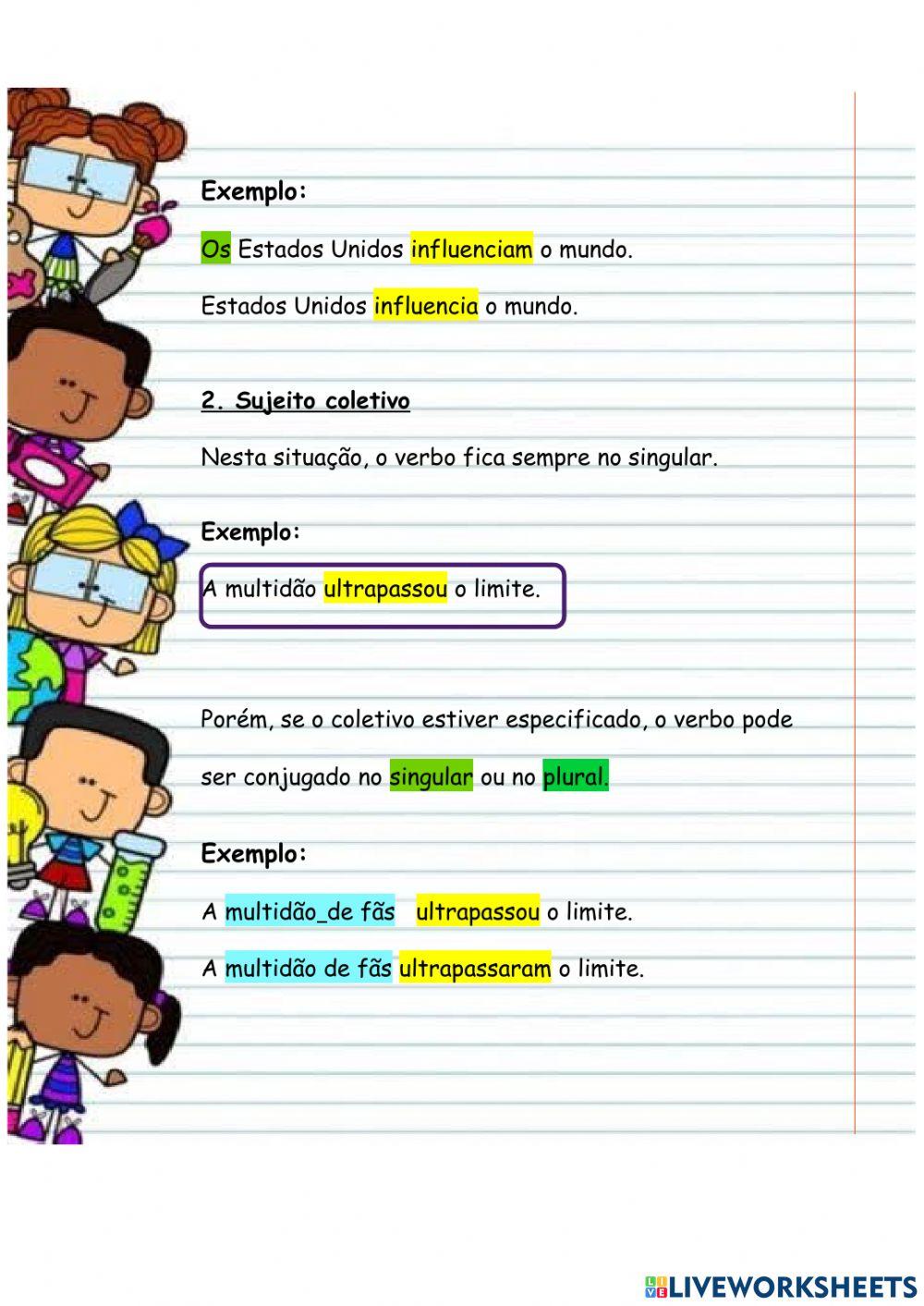 Atividade de concordância verbal - SINTAXE