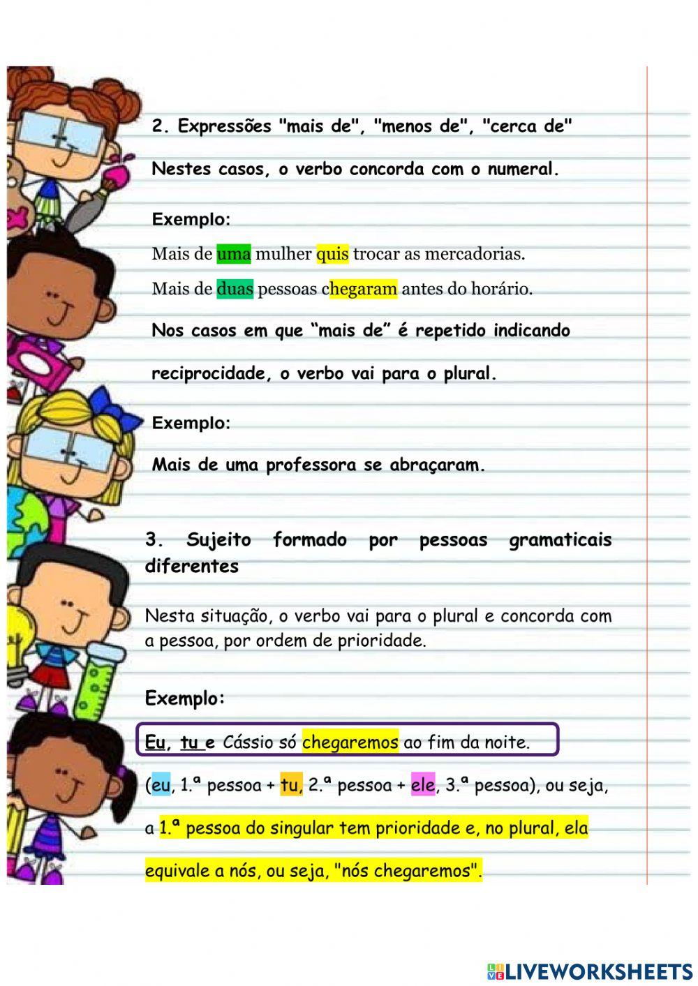 Atividade de concordância verbal - SINTAXE