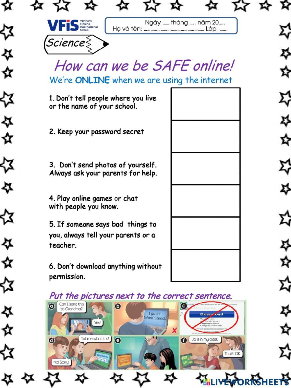 safety online exercise for Live Worksheets