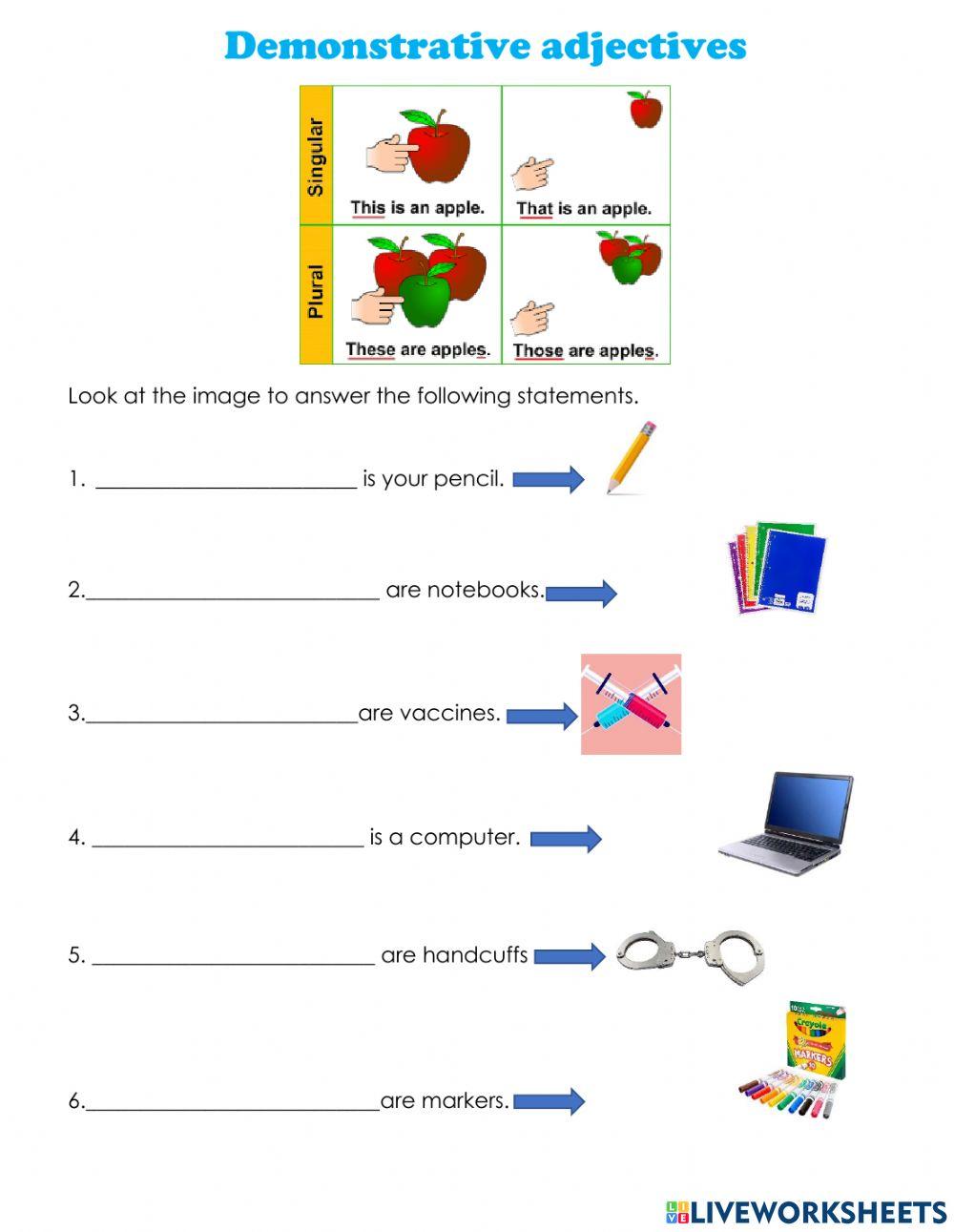 Demonstrative and possesive adjectives