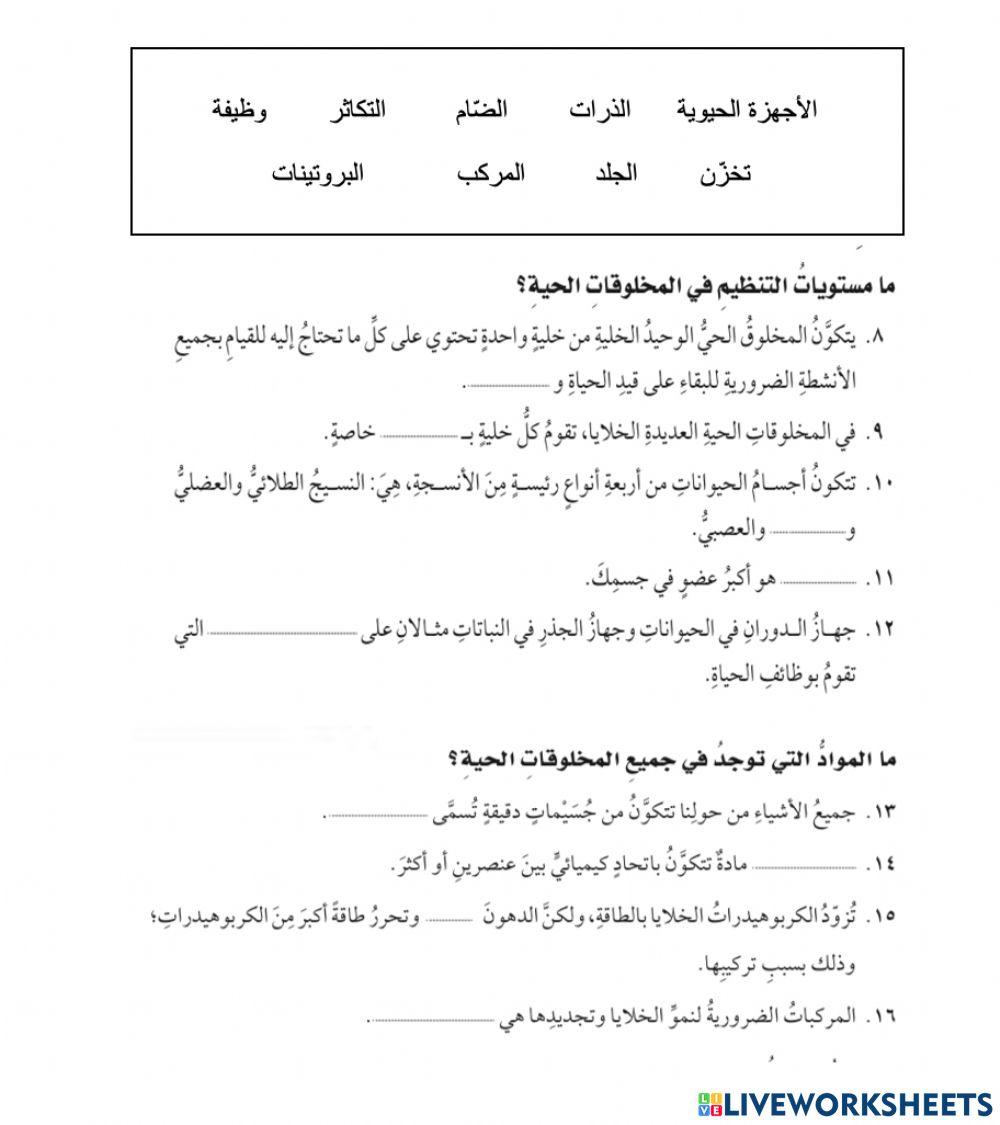 نظرية الخلية-مستويات التنظيم