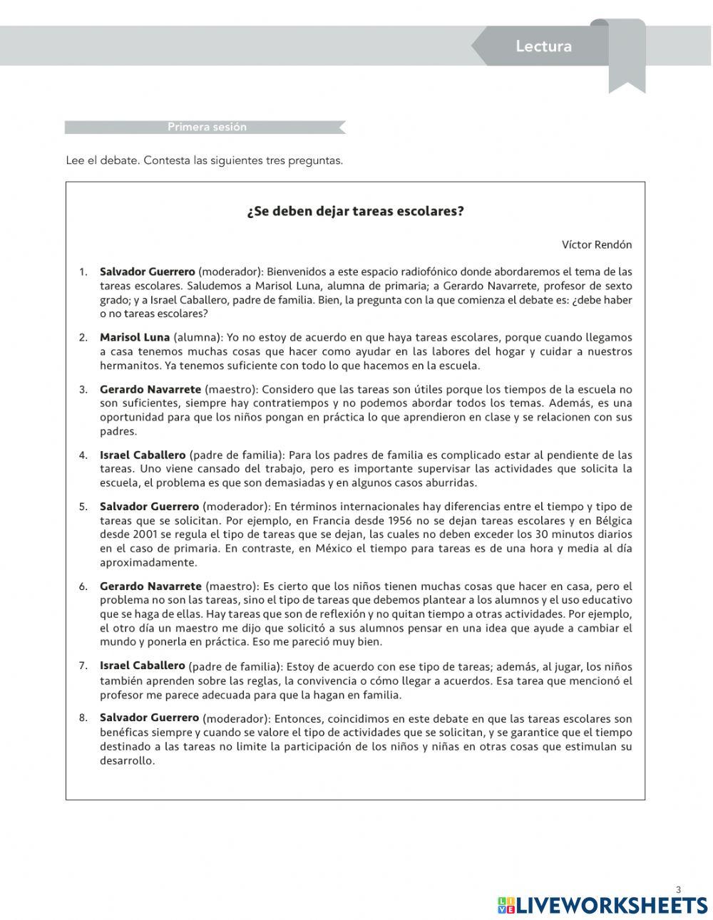 Examen diagnóstico sexto grado