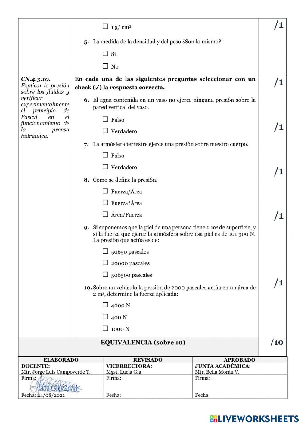 DIAGNOSTICO fisica 1ro