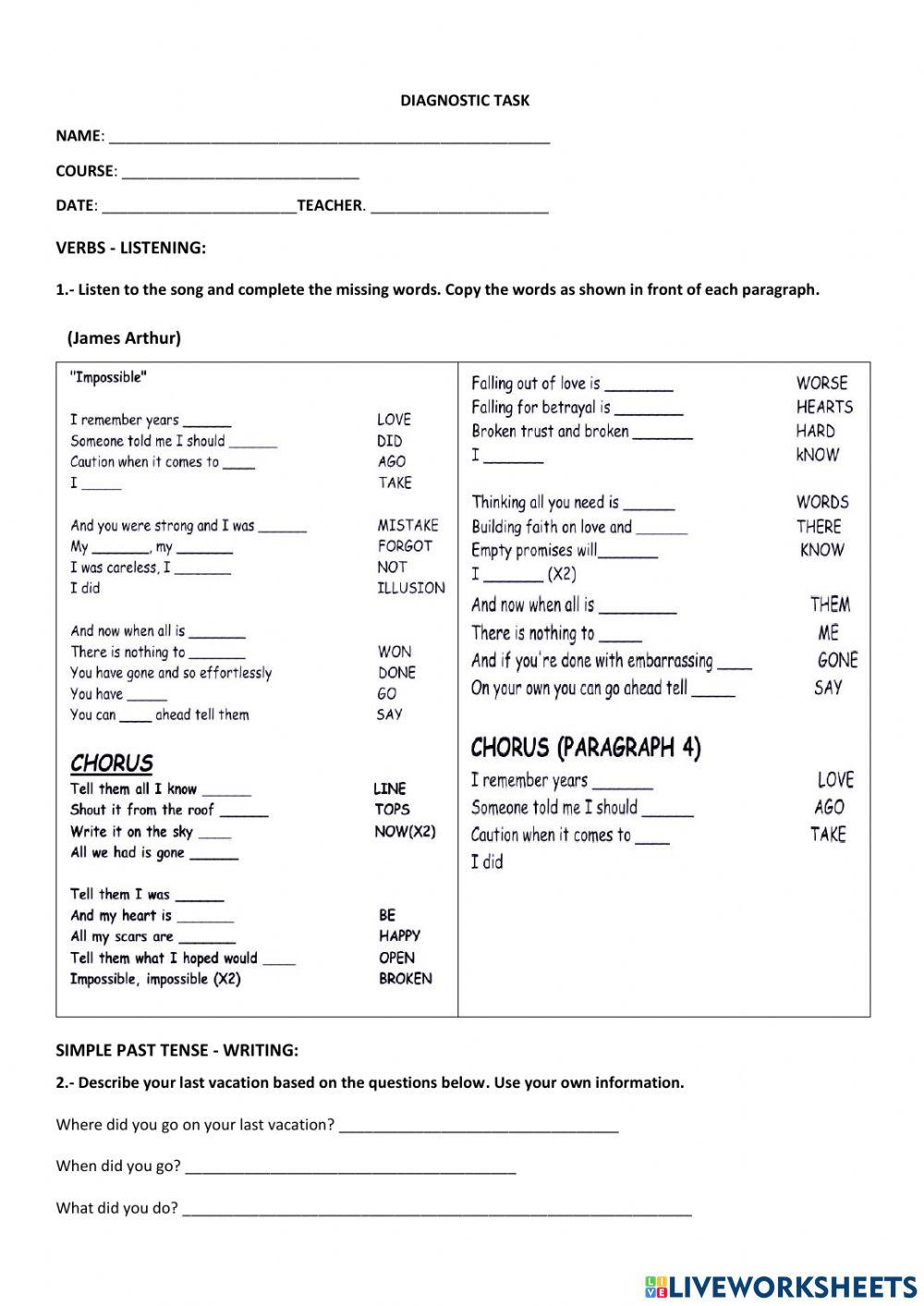Diagnostic test 1st BGU