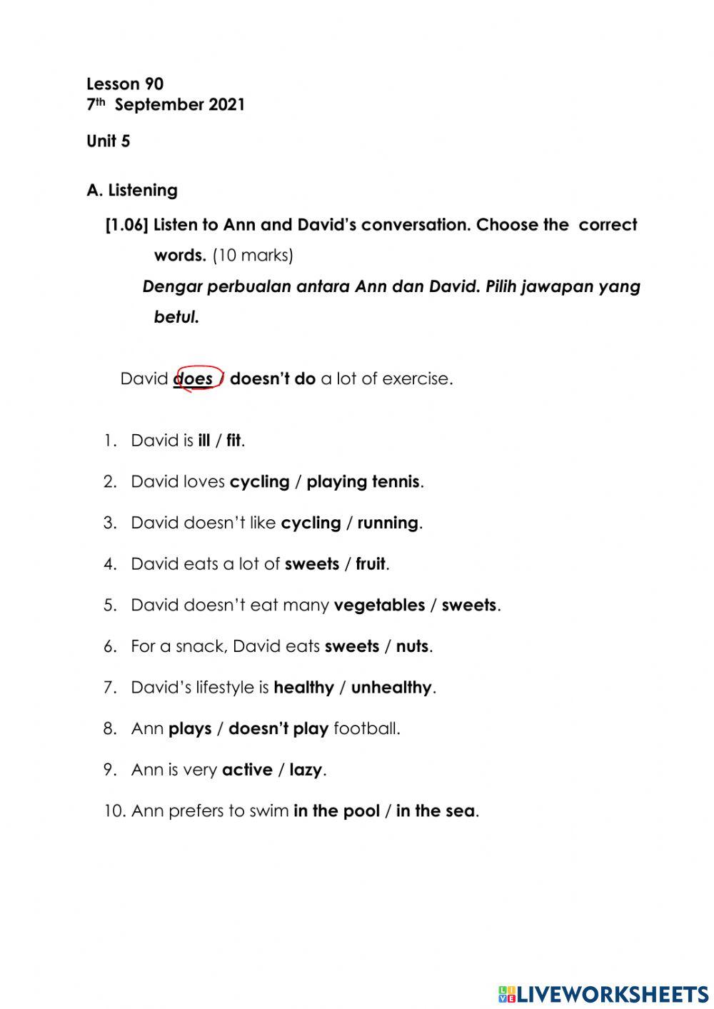 Unit 5 Food and Health